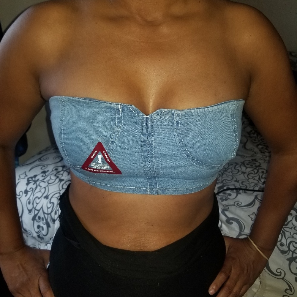 Prettylittlething bandeau denim top